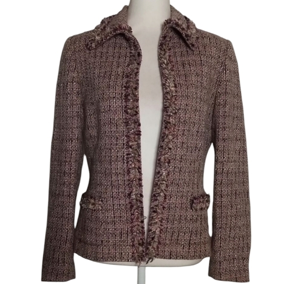 Danielle O by Tahari Levine Multicolor Wool Blend Tweed Blazer Size 6 - Picture 1 of 11